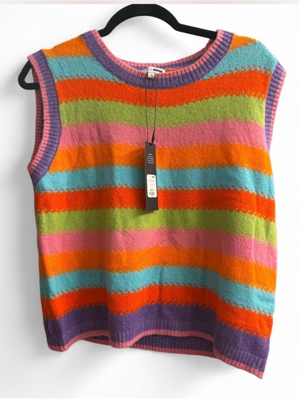 Fashion Nova Multicolor Striped V-Neck Sweater Vest